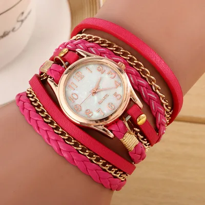 Горячая Распродажа модные наручные часы с намоткой Женские повседневные нарядные часы винтажные кожаные женские кварцевые наручные часы