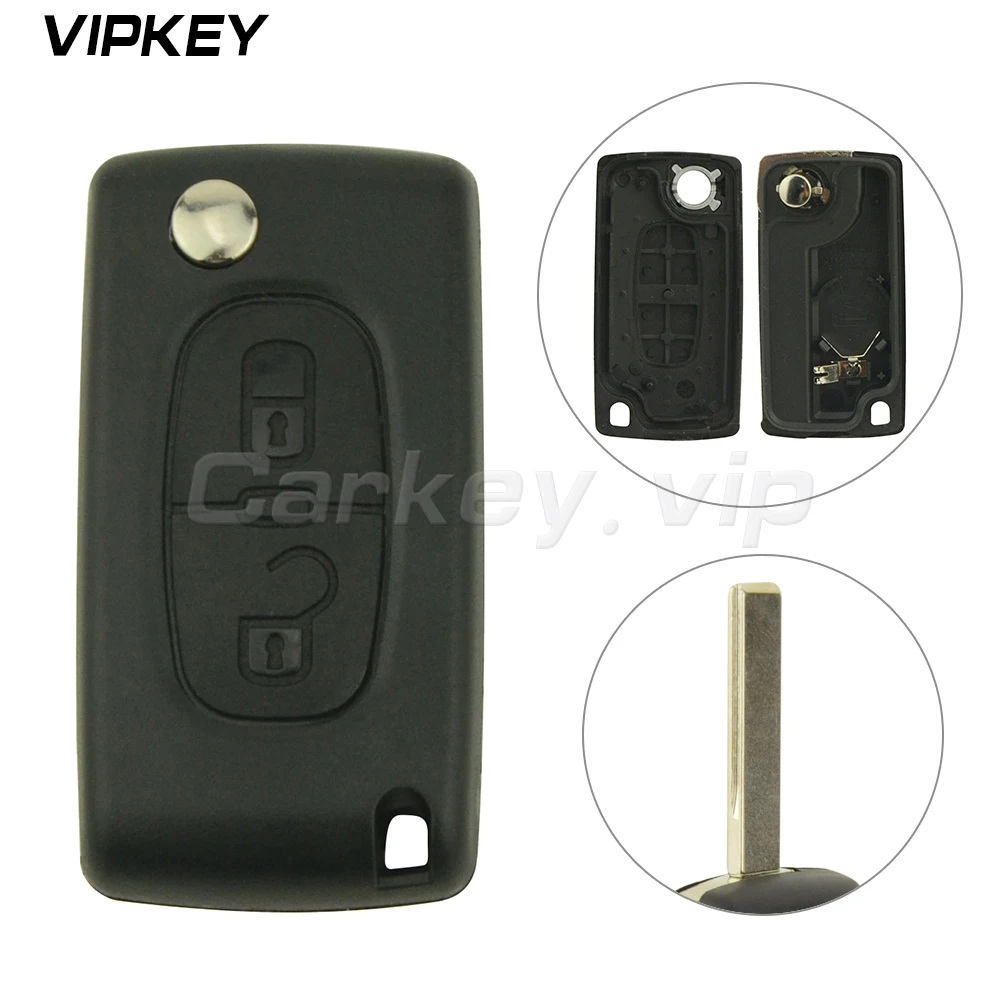 

Remotekey CE0536 Remote Flip car Key Shell Fob Case 2 button HU83 for Peugeot 207 307 308