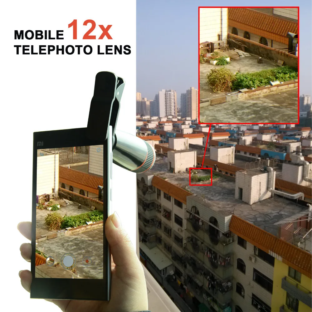 Apexel универсальный зажим 12X телеобъектив зум оптический телескоп объектив камера для iPhone/samsung мобильный телефон la lente APL-12XSJ