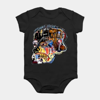 

Baby Onesie Baby Bodysuits kid t shirt Fashion Cool Funny Basquiat Skull sticker Customized Printed