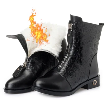 

MORAZORA 2020 Brand genuine leather ankle boots for women winter natural wool snow boots top quality shoes woman big size 35-43