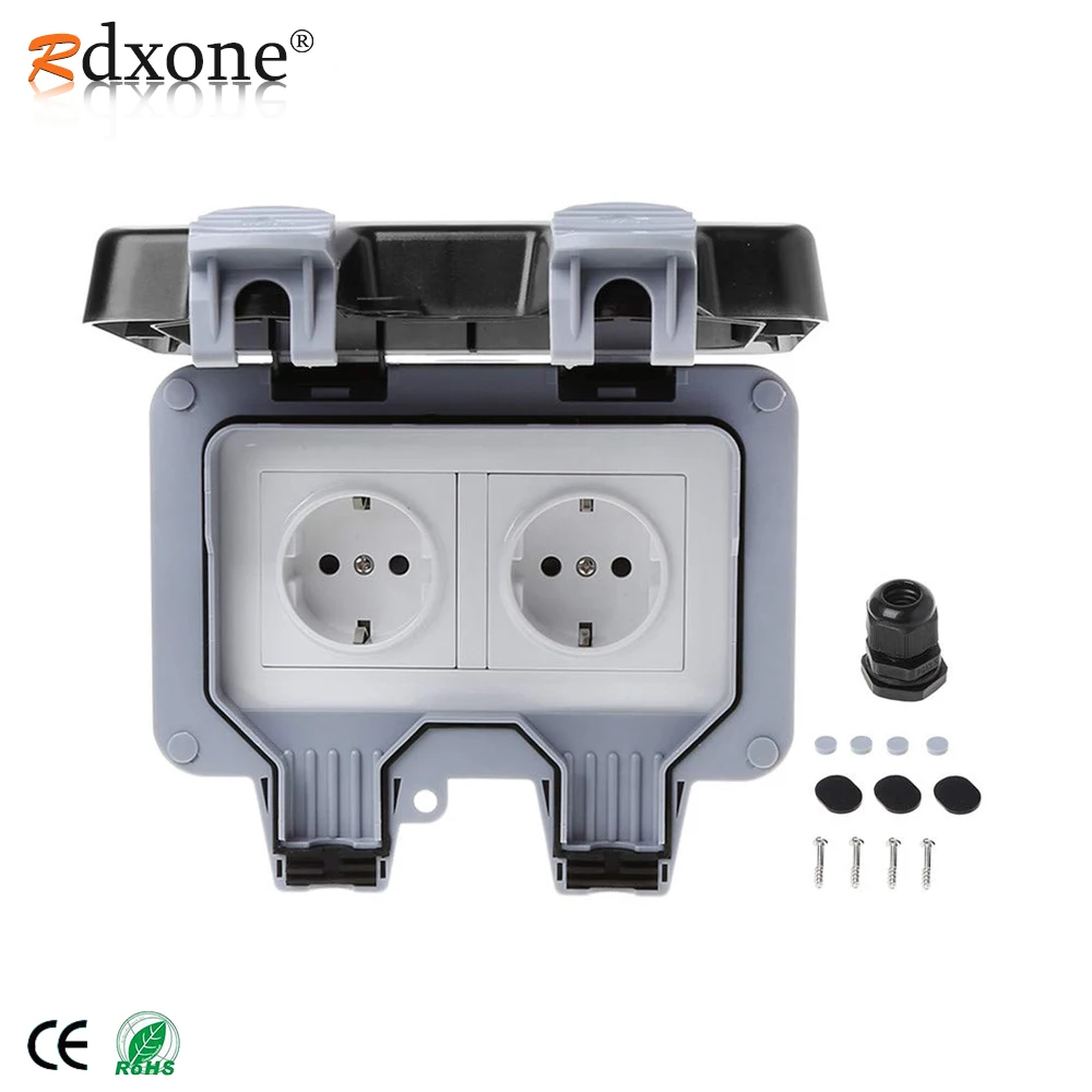 

Rdxone 16A Waterproof Outdoor Outlet IP66 Weatherproof Wall Power Socket for Outdoor bathroom waterproof wall socket