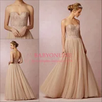 New Arrival Vestido De Festa Longo Sweatheart Formal Evening Dresses Long Elegant Lace Top Champagne Tulle Prom Party Dresses