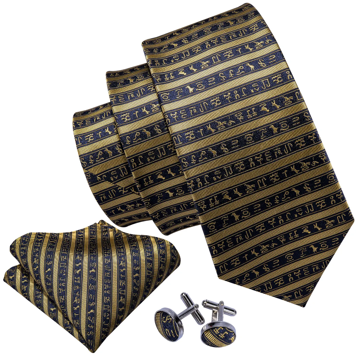 Классический Полосатый галстук с зеброй для мужчин s шелковый галстук Hanky Подарочная коробка набор жаккардовый мужской галстук золотой черный мужской галстук набор Barry.Wang LS-5173
