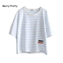 Веселая красивая летняя Harajuku женские футболки короткий рукав с круглым вырезом Полосатый Забавные футболки для девочек рыбы симпатичное детское Цветочное платье с вышивкой Топы Прямая поставка