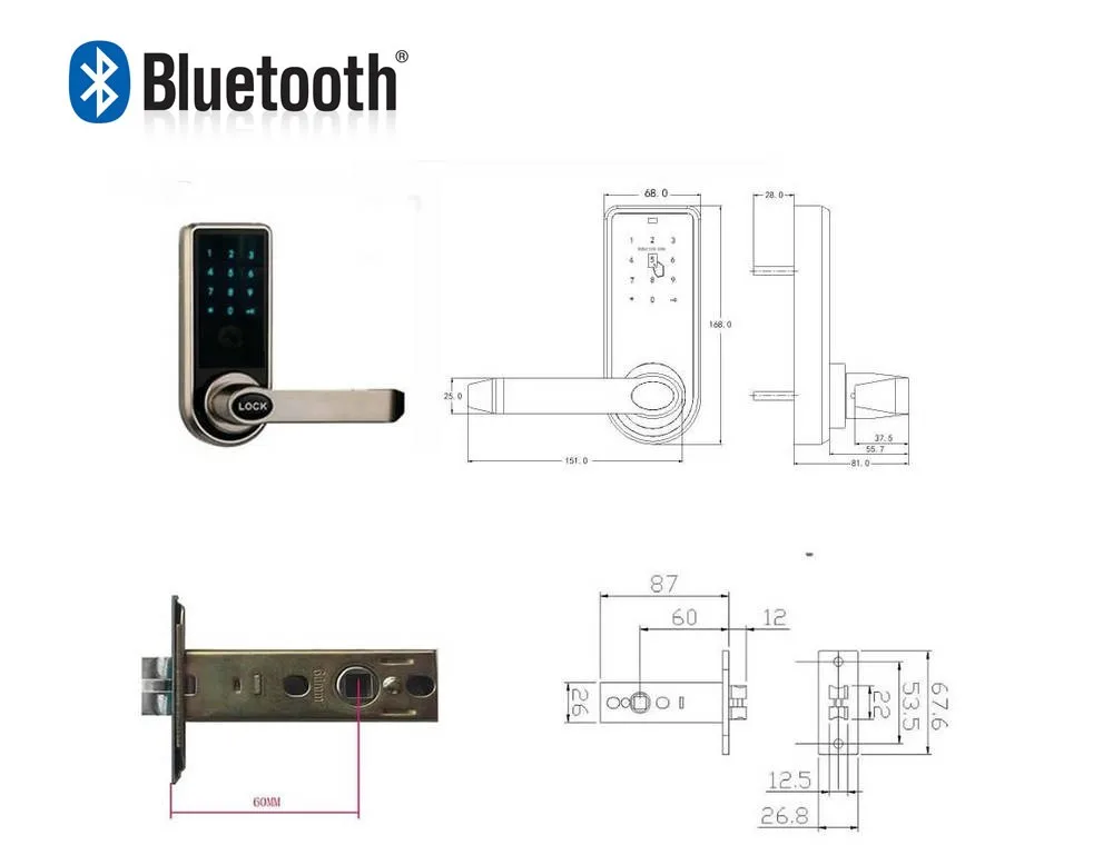 Смарт-замки из цинкового сплава с Bluetooth с кодом сенсорного экрана для отеля и квартиры, совместимы с iOS и Android OS8818BLE