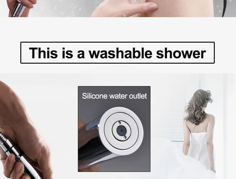 Switch with Hand Shower Nozzle Brass Pressure Rain & Pulse Spray Gun Round Detachable Washable Shower Head Without Drilling (2)