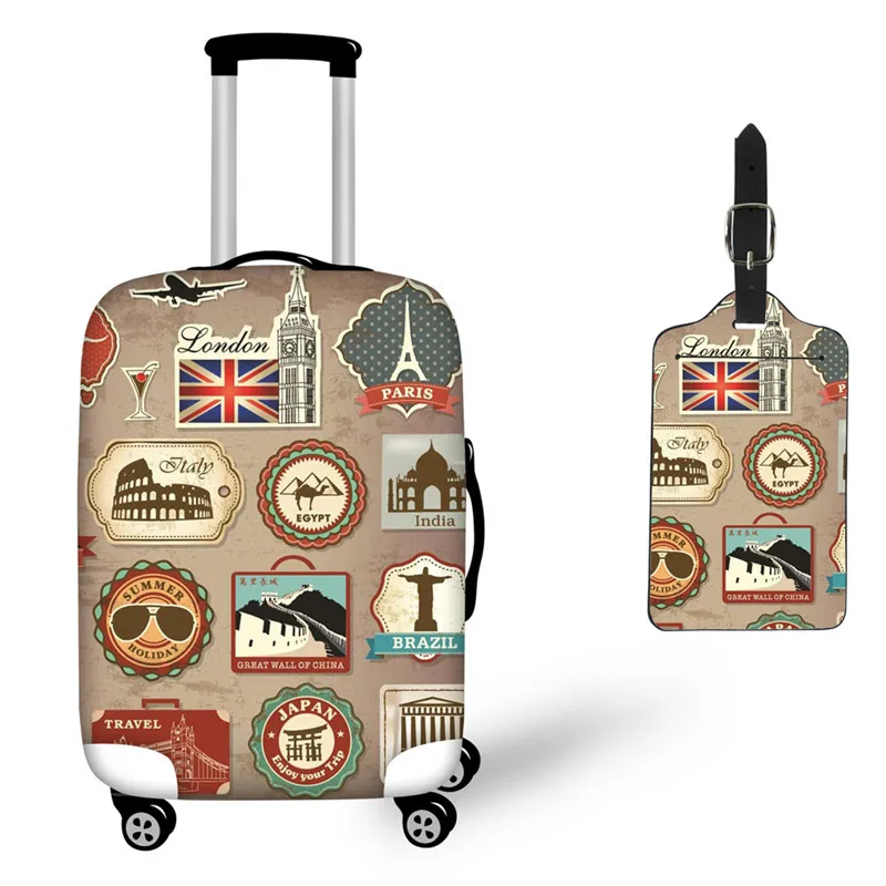 FORUDESIGNS/винтажная наклейка «Путешествие» с принтом, Защитные чехлы для багажа, Эластичные аксессуары для путешествий, чехол-тележка на молнии