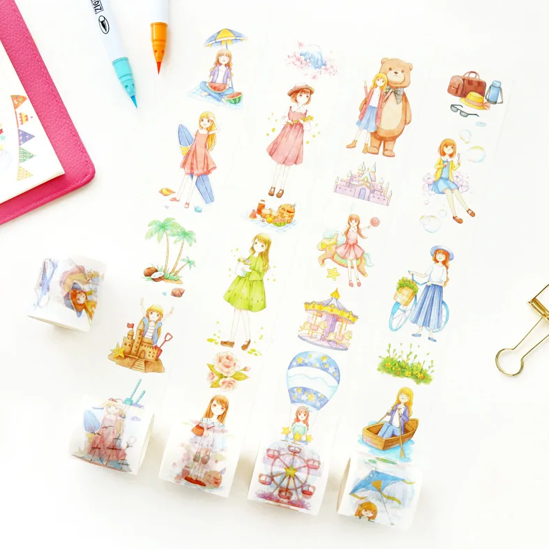 

1pcs Travel series of products Washi tape small fresh girl travel seaside amusement park account decoration stickers