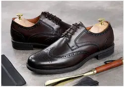 Бизнес повседневные мужские туфли Brock Англия Резные Круглый Носок Ретро руб цвет обувь мужская свадебный банкет