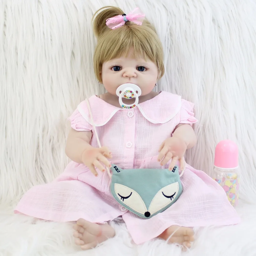 

55cm New Full Body Silicone Reborn Baby Doll Toy Lifelike 22'' Vinyl Newborn Princess Babies Girl Bonecas Bebe Alive Bathe Toy