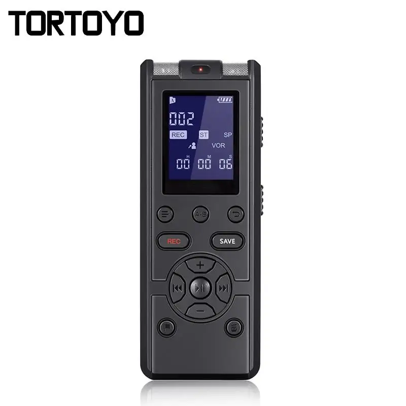 TORTOYO High Quality Professional Digital Voice Recorder Smart Sound Control Noise Reduction HD HIFI Loseless Music MP3 Player