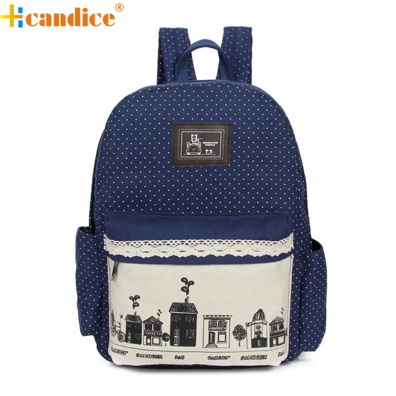 

Hcandice Women Double-Shoulder Sweet Canvas Backpack Schoolbag Best Gift ping Jan5