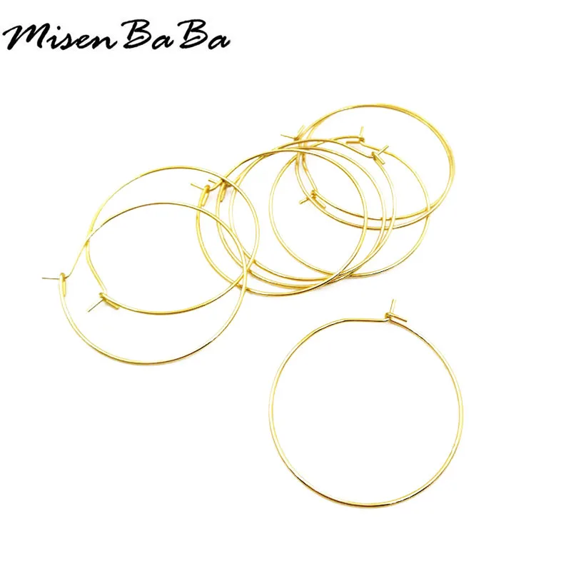 

100PCS 20/25/30/35/40/45/50mm Gold Color Big Round Loop Hoop Circle Earrings Stainless Steel Ear Wire Hooks Diy Jewelry Making