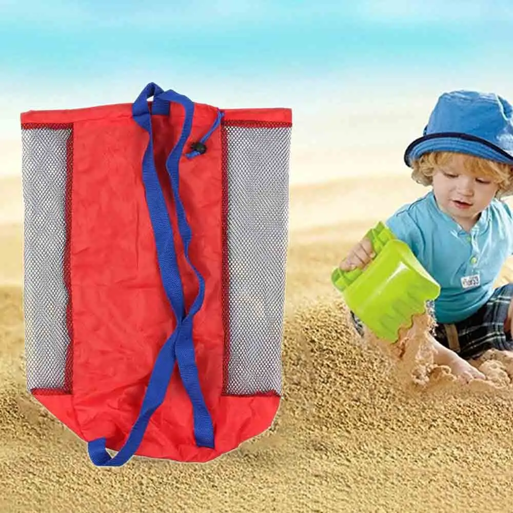 Портативный цветные пляжные игрушки мешок Складная Нейлоновая Сетка для плавания детские StorageTools мешок, мешок для вещей ChildrenToys 45*25 см