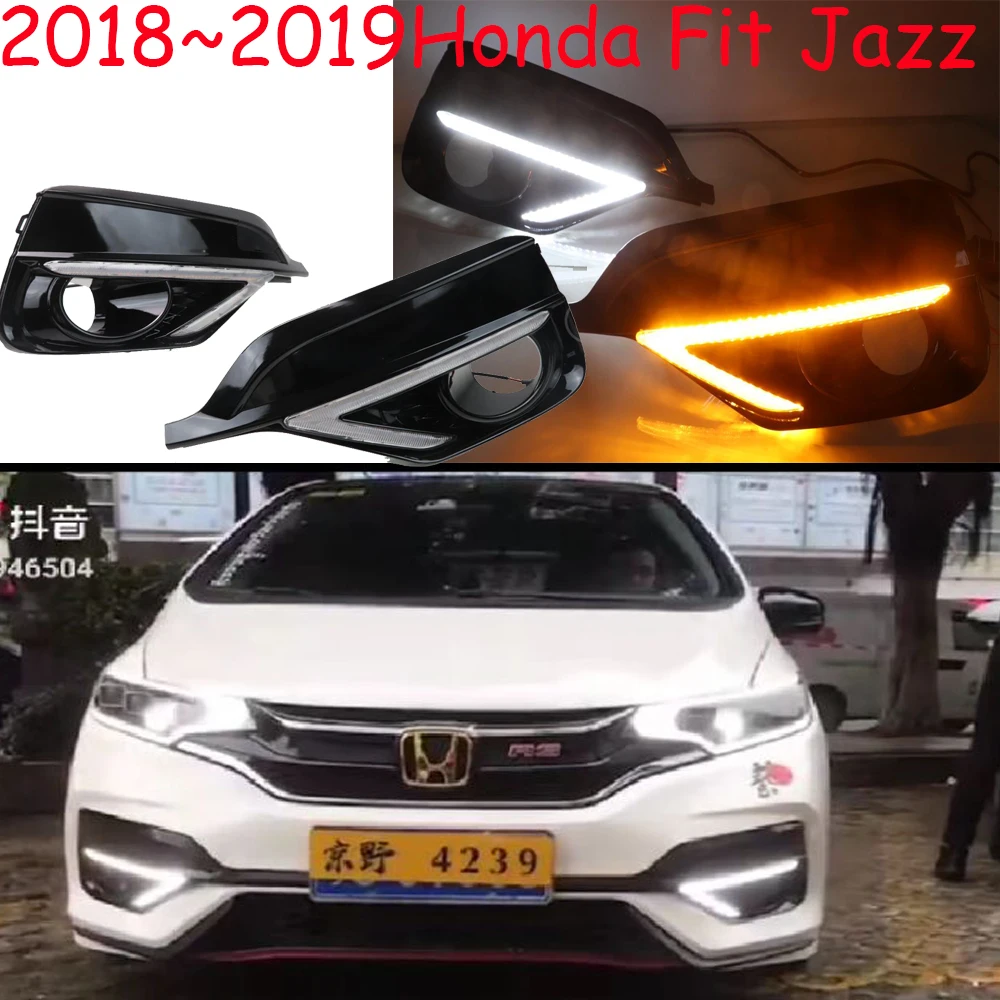 1 комплект противотуманных фар бампера для Jazz светодиодный DRL год Jazz Fit дневные ходовые светлые Противотуманные фары автомобильные аксессуары