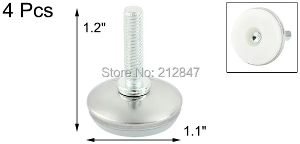 4 Pcs M6x18mm Adjustable Thread Screw On Type Furniture Glide Leveling Foot Feet
