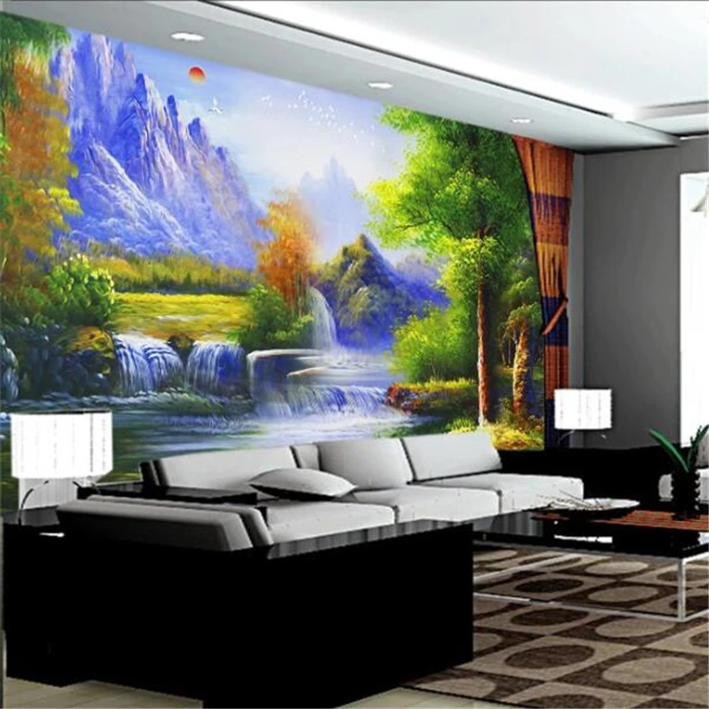 

Custom wallpaper 3d mural European oil painting landscape scenery papier peint background wall decorative painting 3d wallpaper