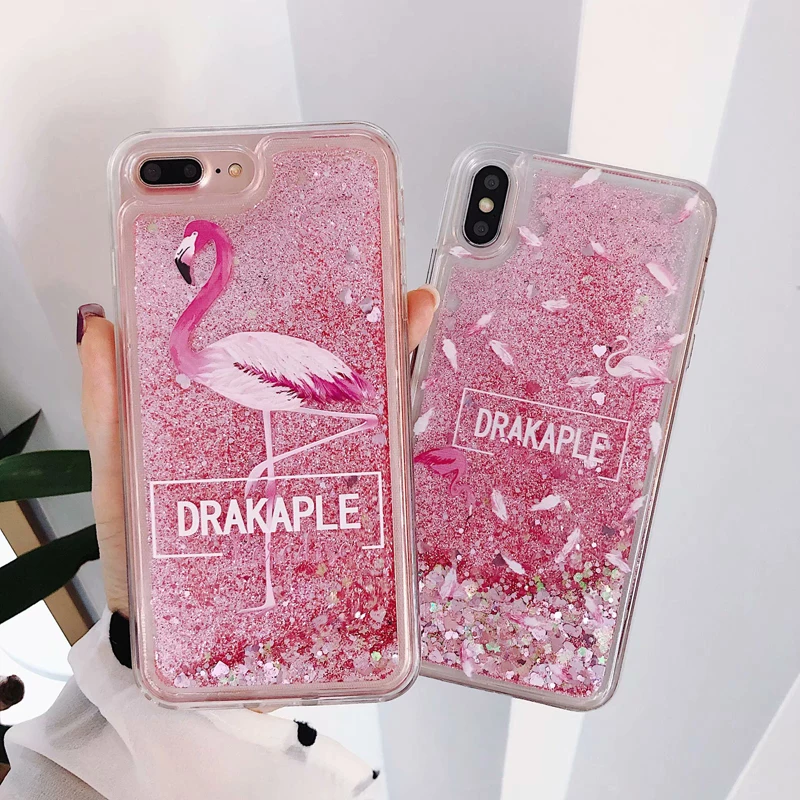 Phone Quicksand Case For Xiaomi Redmi Note 6 5 Pro Plus 6A 4X 5A Pocophone F1 Mi 8 Mix 2 2S Max Glitter Flamingo Back Cover |