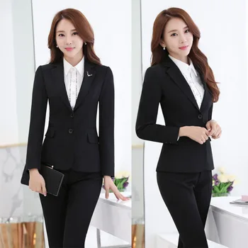 

Formal Uniform Design Professional Pantsuits With Jackets And Pants Ladies Office Work Wear Business Women Female Trousers Sets
