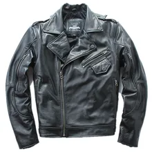 Мужская Черная мотоциклетная куртка с Диагональной молнией из натуральной кожи, настоящая Толстая воловья кожа размера плюс 4XL, облегающая байкерская куртка