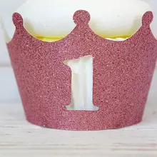 Блеск пользовательские Начальная буква или номер Розовая Принцесса Корона Свадебные Завертчицы на день рождения, свадебный душа ребенка праздник декоры
