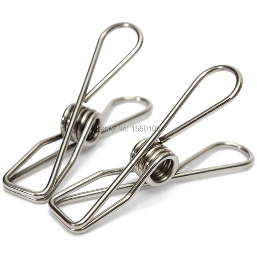 Free Shipping (20pcs/lot) Silver Metal Clips Stainless steel ticket clip Clothes/Socks Hanging Pegs Clips Clamps Silver Laundry camping hiking key ring stainless steel portable mini metal key buckles bag hanging clip pocket clips waist belt hanging clip