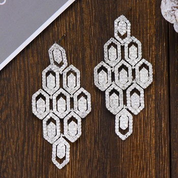 

GODKI Trendy Geometric Drop Dangle Earring For Women Wedding Cubic Zircon Crystal CZ Bridal Earring aretes de mujer modernos2019