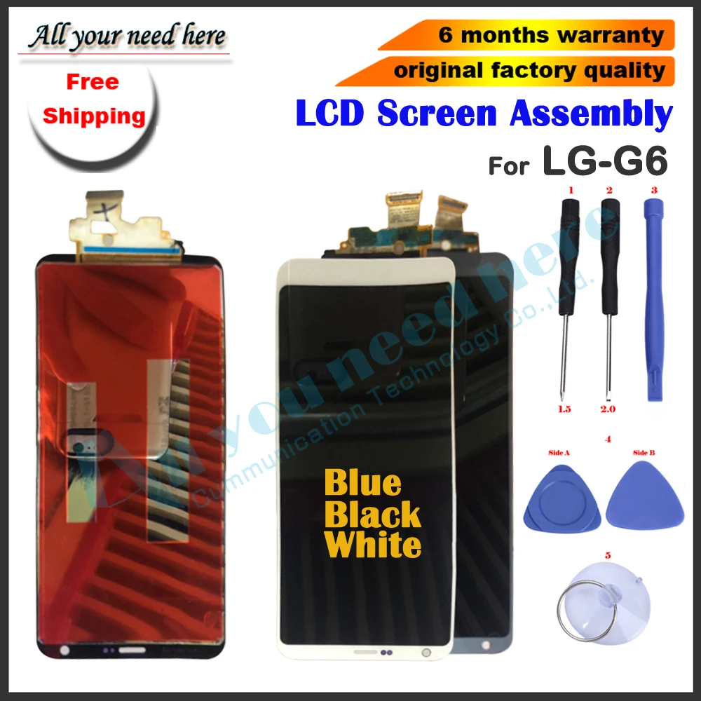 

5.7" AAA quality For LG G6 Lcd Display Touch Screen Digitizer Replacement Fix Parts+tools black white blue