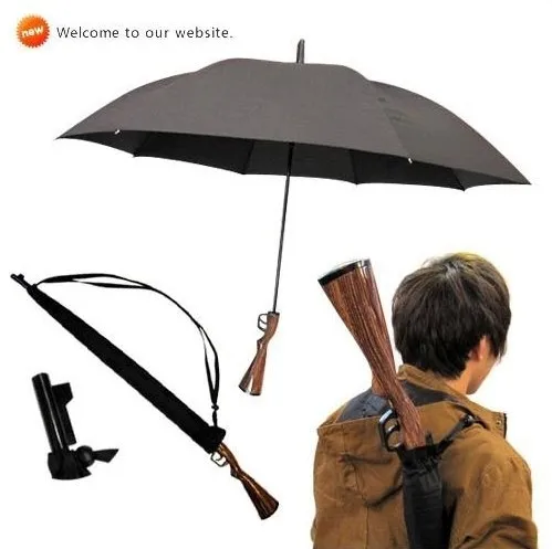 Винтовка деревянная ручка, пистолет зонтик, солнцезащитный крем, UPF> 40+, зонтик, прямой, ветрозащитный, 3,5 мм Стекловолокно Длинные ребра