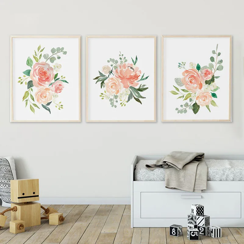 Watercolor Flowers Posters and Prints Set Of 3 Floral Prints Nursery Wall Art Pictures Bedroom Decoration Scandinavian Decor