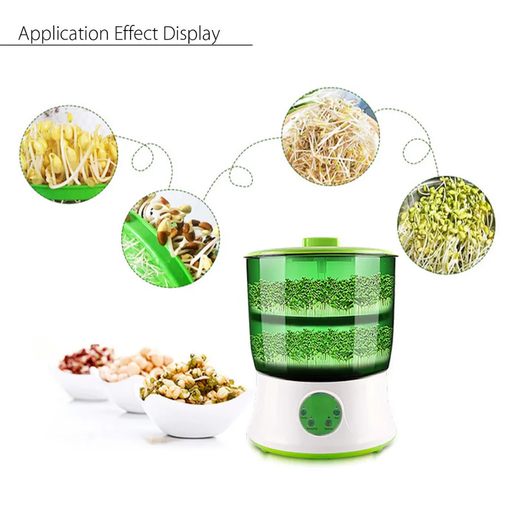 BEESCLOVER 2 Layer Automatic Electric Germinator Seed Growth Bucket Bean Sprouts Maker