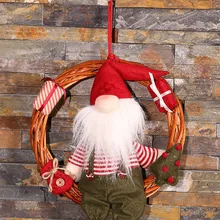 Christmas Pendant Decoration Rattan Christmas Wreath Santa Claus Toys Christmas Decoration For Home Xmas Gift Ornament Kerst