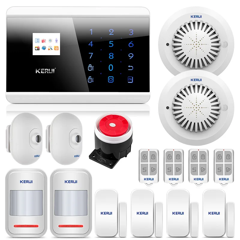 

KERUI 8218G GSM PSTN Home Alarm Security System high performance CPU WITH Waterproof PIR Motion Sensor Detector Door magnet
