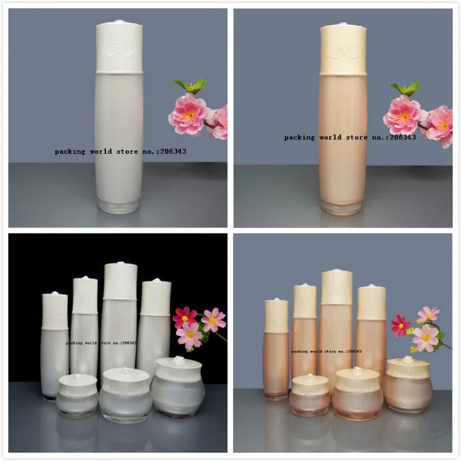 Download 120ml gold/pearl white plastic Acrylic bottle with white pump lid for serum /lotion/emulsion ...