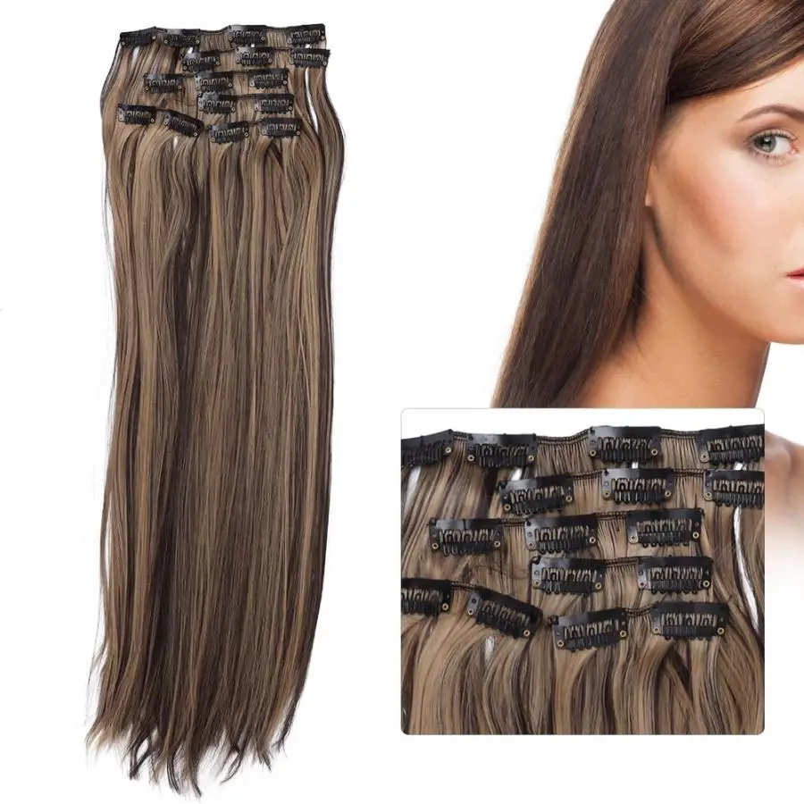 

23.6inch 6Pcs Long Clip In Hair Tail Hairpiece With Hairpins Synthetic Hair Pony Tail Hair Extension Styling Tool