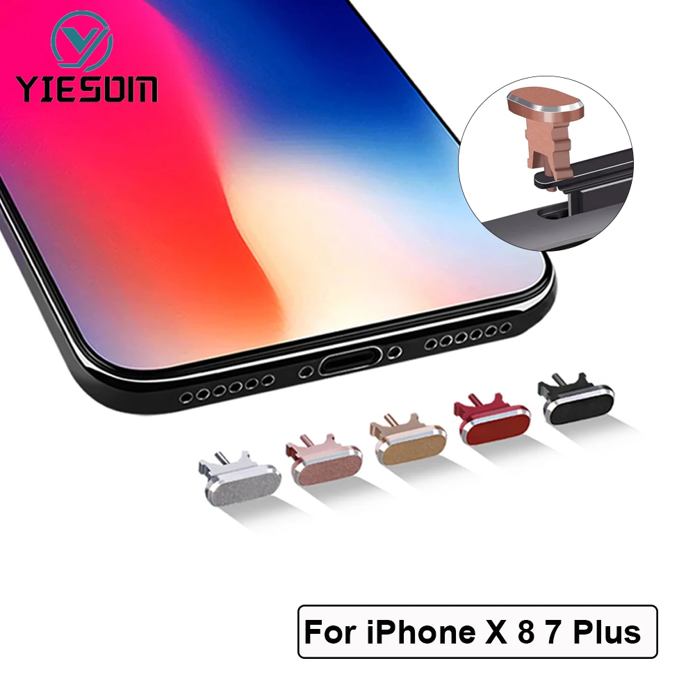 

2 IN1 Anti Card Retrieve Card Pin Mobile Phone Charge Port For Apple IPhone X 8 7 6S Plus 6 5S SE 5 Aluminium Alloy Dust Plug