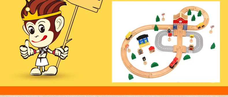 50 шт./компл. Высококачественная деревянная игрушка паровоз из бука DIY обучающая деревянная железная дорога железнодорожные пути Слот автомобиль игрушки для ребенка