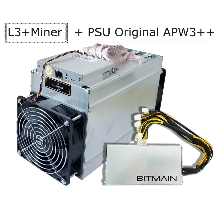 BTCEMINER в наличии Bitmain Antiminer ASIC Miner L3 + 580Mh/s Scrypt для Litcoin LTC с питанием 1600 Вт Бесплатная