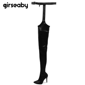 

Girseaby New Fashion Women boots Winter over knee long boots heels Sexy block heels Slim tight high Women thigh high Party Zip