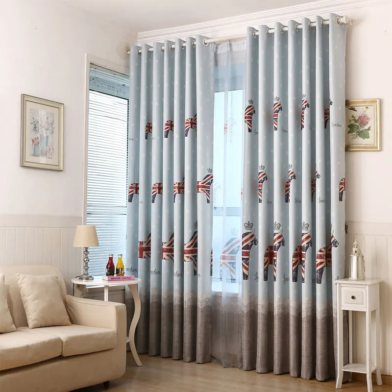 Nursery cartoon curtain children's curtains pony print curtains and