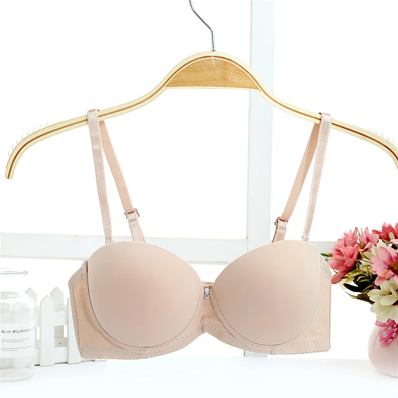 Coffee Seamless thicken cup Bra Solid Sexy Plunge T-shirt Underwear Women Push Up Bra Everyday Soft Lingerie wedding dress bra plus size bras