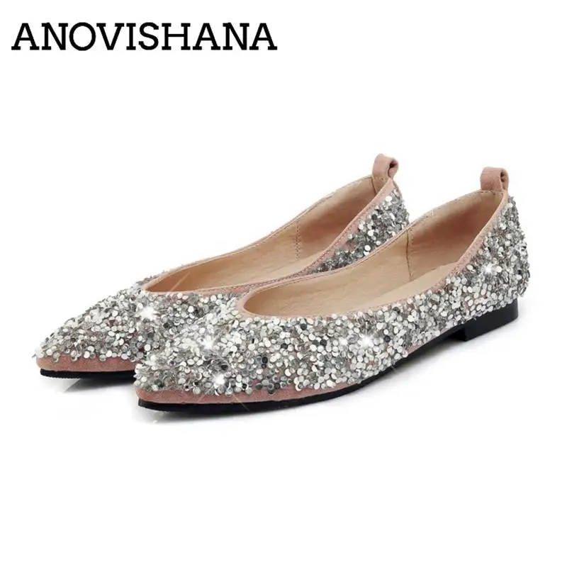 

AVOVISHANA Bling Glitter women flats brand sequined flats shoes women ballerina flats autumn ladies flats Espadrilles A1298