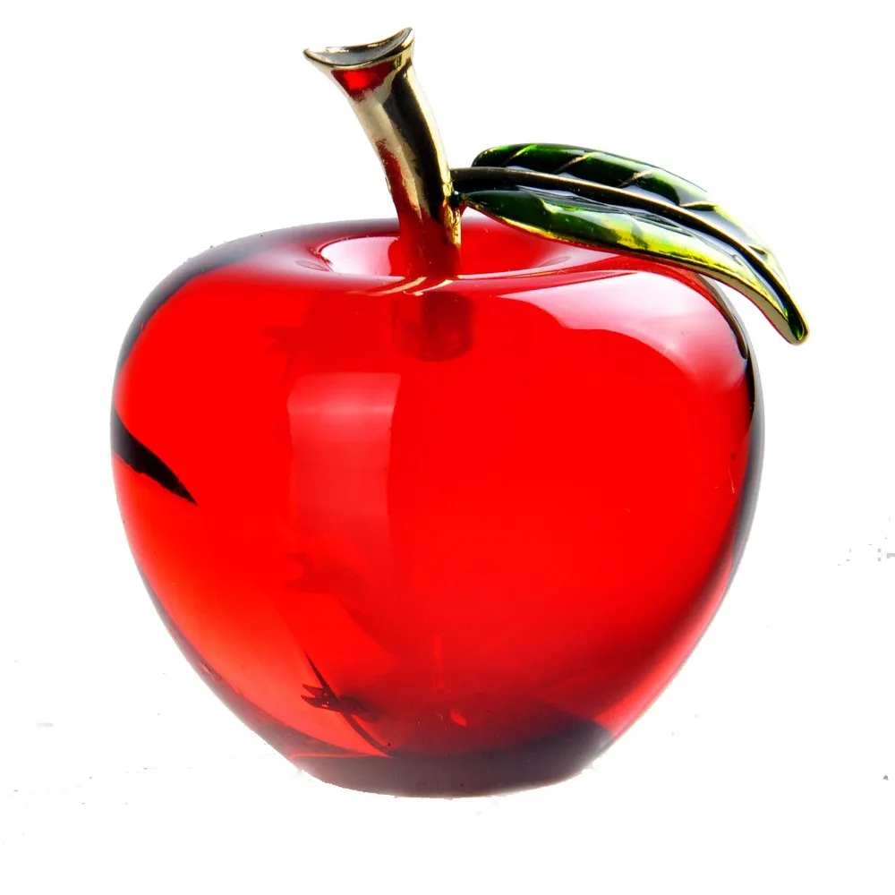55mm Red Glossy Crystal Apple Paperweight Glass Paperweight Fruit