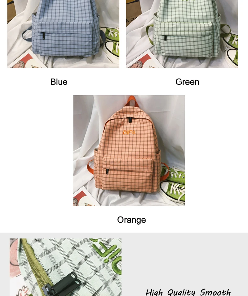 DCIMOR модный клетчатый женский рюкзак, Женский хлопковый холщовый школьный рюкзак для девочек-подростков, рюкзаки для путешествий, модные рюкзаки с вышивкой Mochila