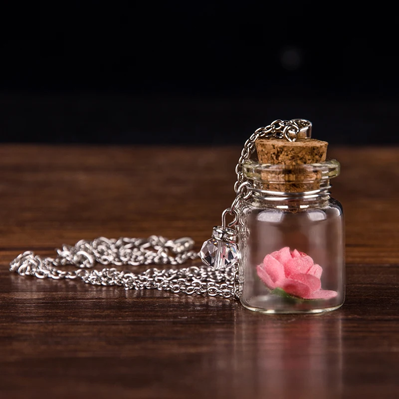 Necklace Trendy Round New Handmade Glass Bottle Necklace Boutique Glow Flower Pendant Jewelry For Women