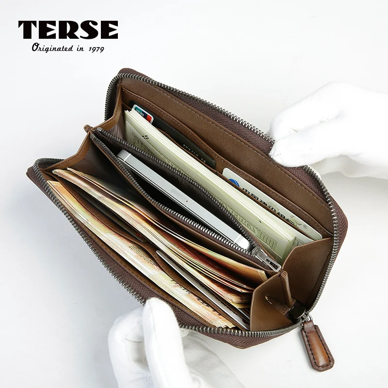 TERSE_Wholesale цена ручной работы натуральная кожа мужской кошелек табака Элитный
