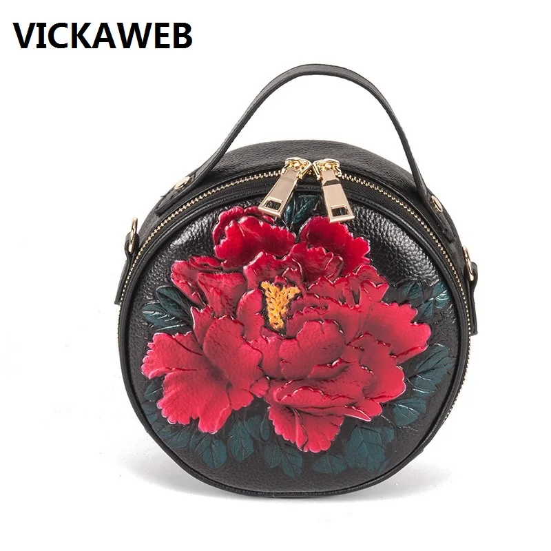

floral pattern women shoulder bags genuine leather bag small handbags 100% real leather handbag bolsa feminina