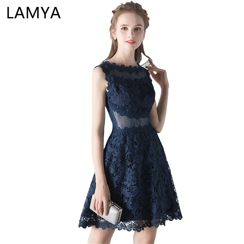 

Lamya Cut Out A Line Lace Prom Dresses 2019 Romatic Evening Party Dress Form Women Short Special Occasion Dress Gown