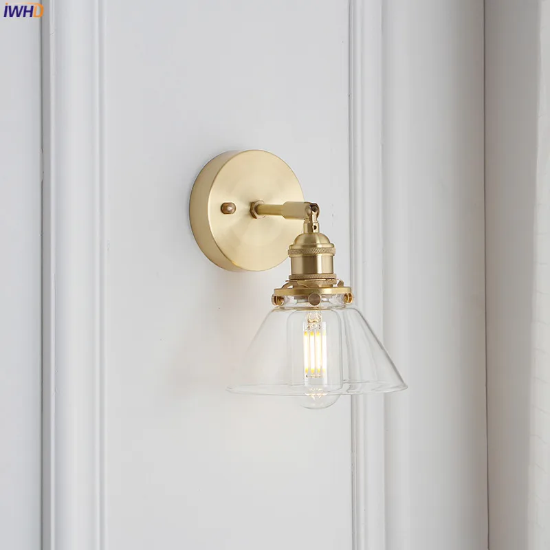 IWHD скандинавский медный настенный светильник в винтажном стиле для спальни рядом со стеклом современный светодиодный настенный светильник s светильники зеркальный светильник для ванной комнаты Wandlamp Edison - Цвет абажура: Copper